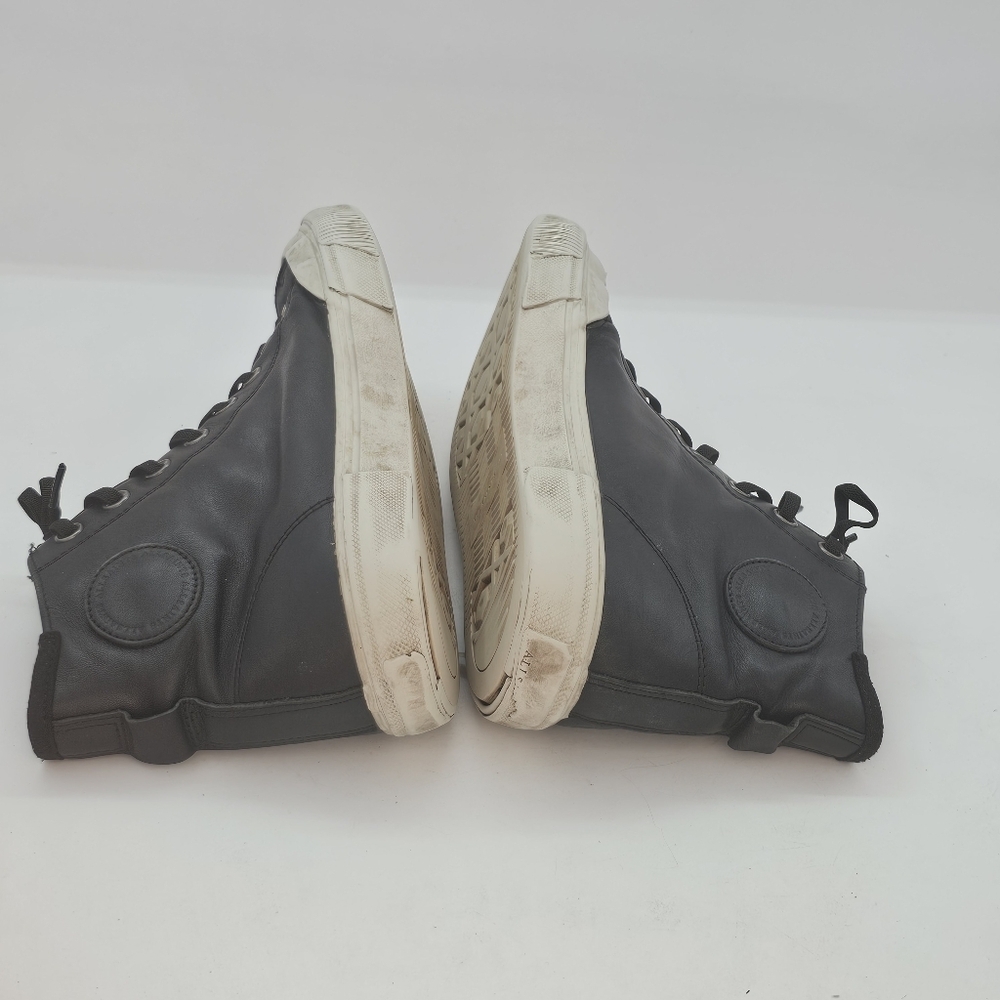 AllSaints Dumont Black Leather High-Top Sneakers EU 44 US 11 Preowned - Picture 7 of 11